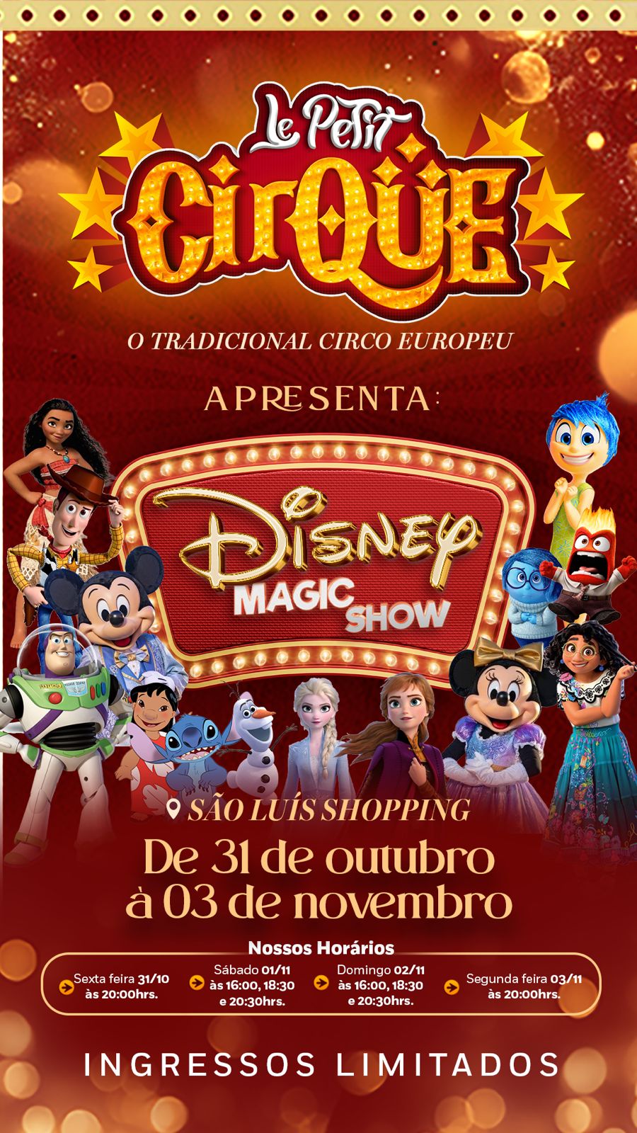 Le Petit Cirque traz "Disney Magic Show" com personagens famosos