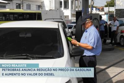 Petrobras anuncia redução no preço da gasolina e aumento no valor do diesel