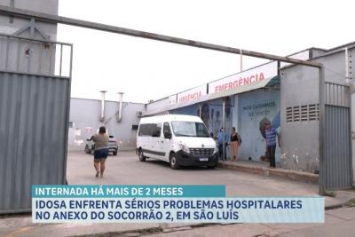 Idosa enfrenta problemas hospitalares no anexo do Socorrão II, em São Luís