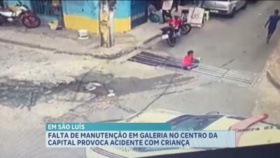 Falta de manutenção em galeria do centro provoca acidente com criança