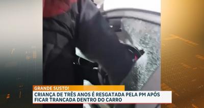 Criança de 3 anos é resgatada pela PM após ficar trancada dentro de carro na Grande Ilha