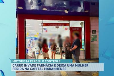 Carro invade farmácia e atinge pessoa na Avenida dos Holandeses, em São Luís