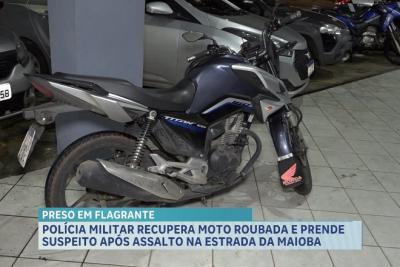 Polícia Militar recupera moto roubada e suspeito é detido na Estrada da Maioba