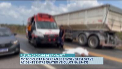 Motociclista morre em acidente envolvendo quatro veículos na BR-135