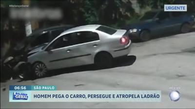 Homem pega carro e atropela ladrão após ser assaltado em São Paulo