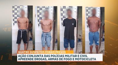 Operação conjunta em Pedreiras prende quatro suspeitos e apreende armas e drogas
