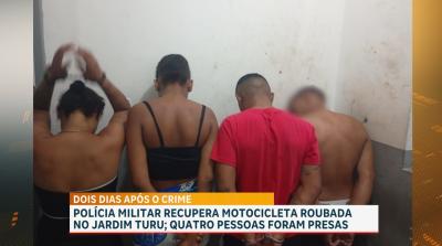Polícia Militar recupera motocicleta roubada no Jardim Turu; quatro pessoas foram presas