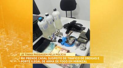 PM prende casal por tráfico de drogas e porte ilegal de arma em Mirinzal