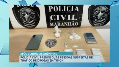 Polícia conduz dupla suspeita de tráfico de drogas em Timon